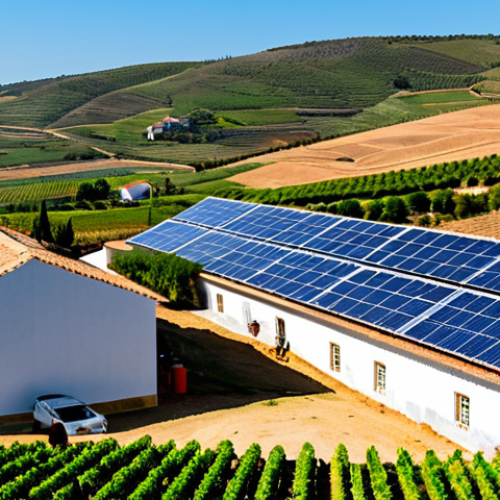 Rural Portuguese Village Energy Autonomy**

"A charming, sun-drenched village in the Alentejo region of Portugal. Solar panels are visibly and tastefully integrated onto rooftops and community buildings. Fully clothed villagers are working on maintaining the panels. In the background, rolling hills and vineyards. Warm, natural lighting. Safe for work, appropriate content, fully clothed, professional, perfect anatomy, natural proportions, high resolution, family-friendly."

**