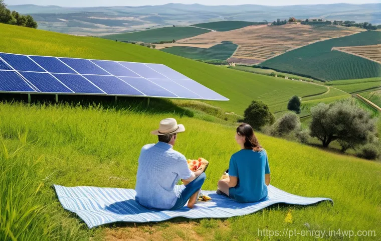 분산형 에너지 시스템의 커뮤니티 발전 가능성 - **"A vibrant community in a traditional Portuguese village embraces renewable energy. Sunlight bathe...
