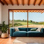 분산형 에너지 시스템의 사용자 맞춤형 서비스 - **Prompt:** A cozy, modern Portuguese home bathed in warm sunlight, showcasing a family happily inte...