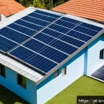 Home 18 분산형 에너지 시스템 구축을 위한 필수 조건 - A modern Brazilian residential rooftop solar panel installation under a bright, clear sky typical of...