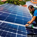Home 23 분산형 에너지 시스템의 경제적 타당성 분석 - A modern Brazilian residential rooftop solar photovoltaic system installation scene during a sunny d...