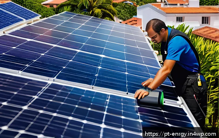 분산형 에너지 시스템의 경제적 타당성 분석 - A modern Brazilian residential rooftop solar photovoltaic system installation scene during a sunny d...